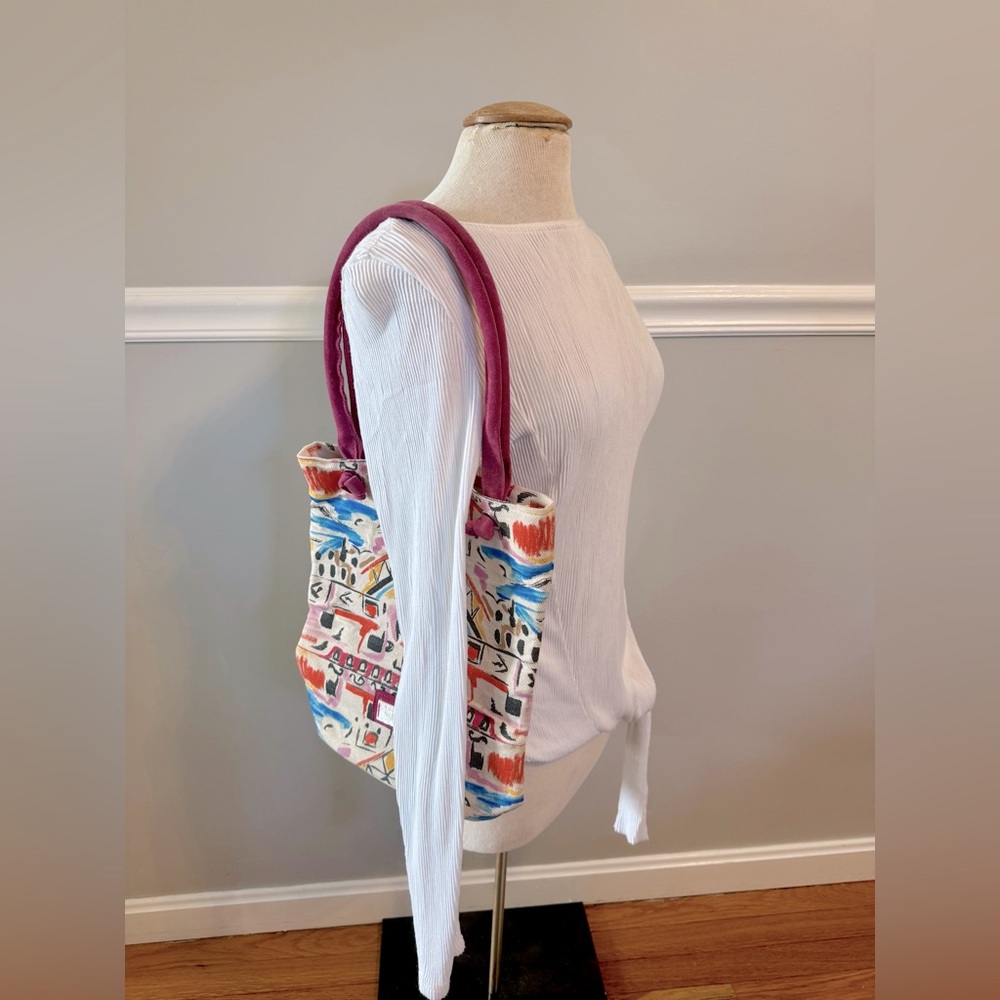 Vintage CRI CRI Milano Canvas Tote Bag w/ Decorative Silk Lining Made In Italy - Picture 8 of 8